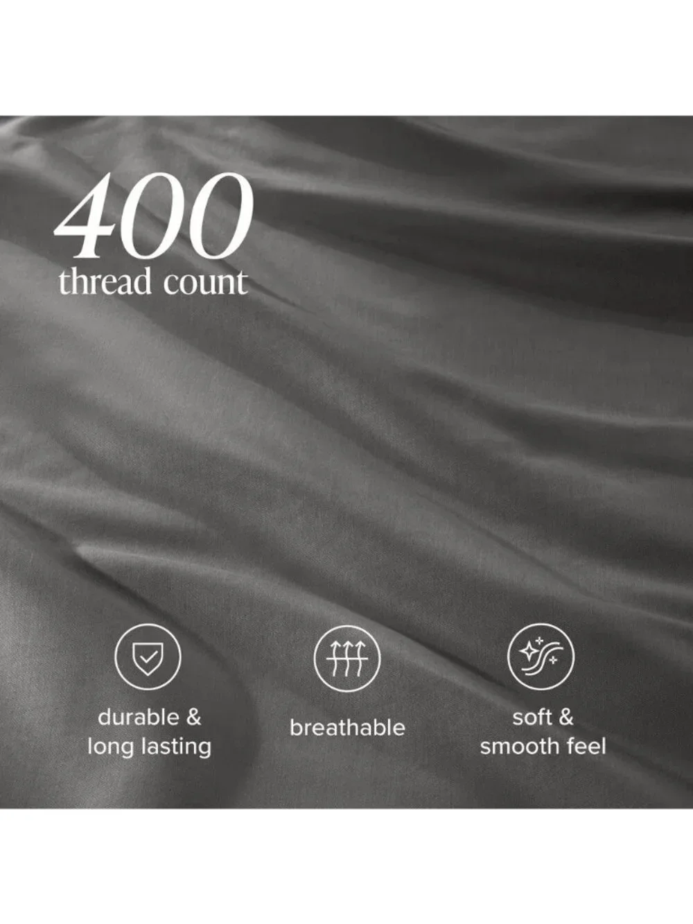 Bare Home Gray Twin Size 400 Thread Count 100% Cotton Fitted Sheet 39